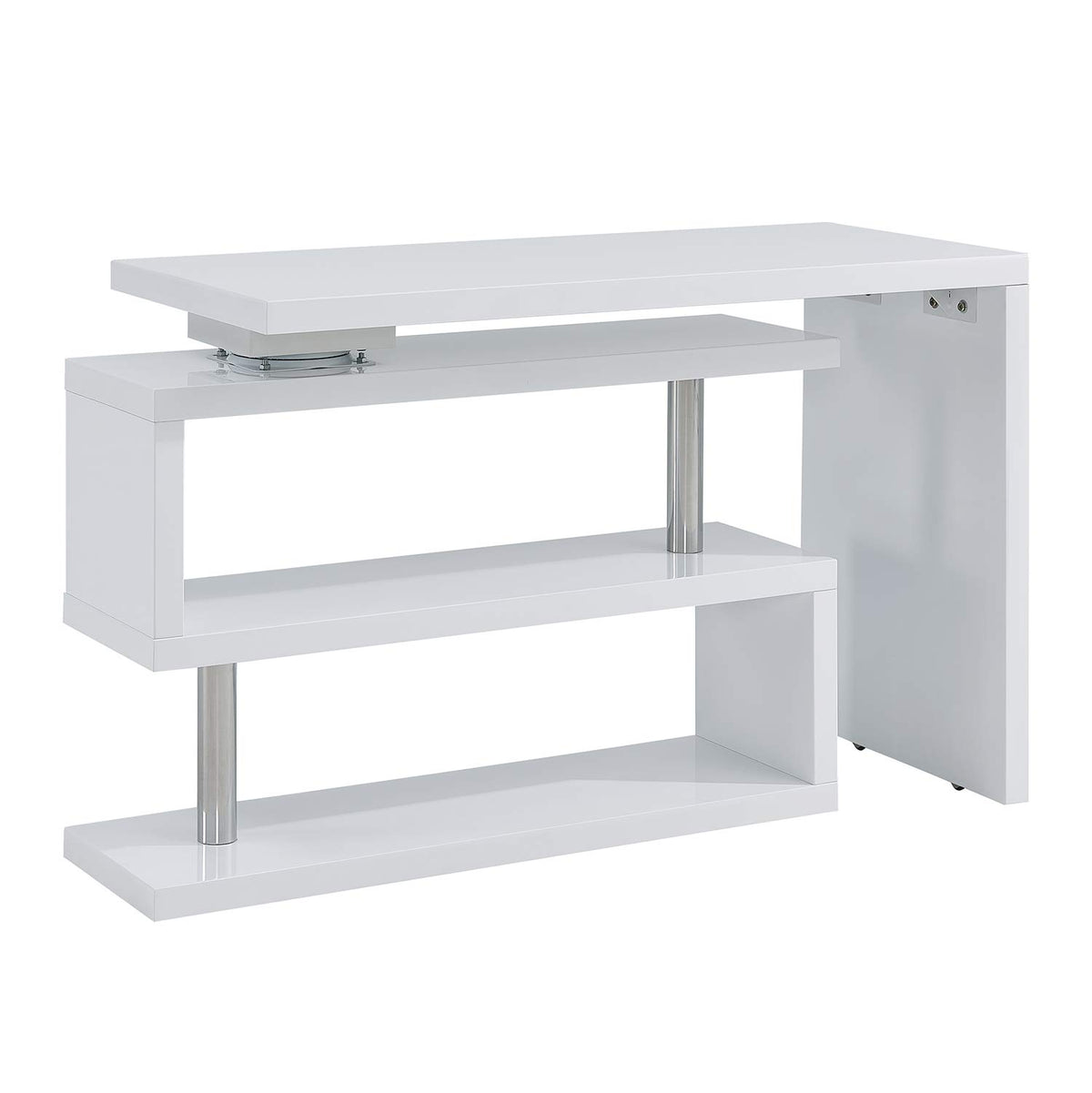 Sei Furniture Yates Multifunctional Corner/L Desk W/ Shelves, Whitechrome
