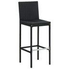 vidaXL Bar Stools with Cushions - Black Poly Rattan, Perfect for Kitchen/Island/Outdoor Counter Seating