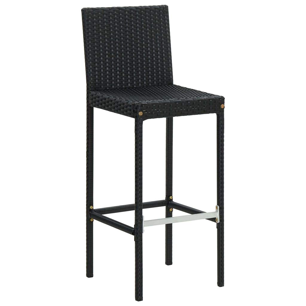 vidaXL Bar Stools with Cushions - Black Poly Rattan, Perfect for Kitchen/Island/Outdoor Counter Seating