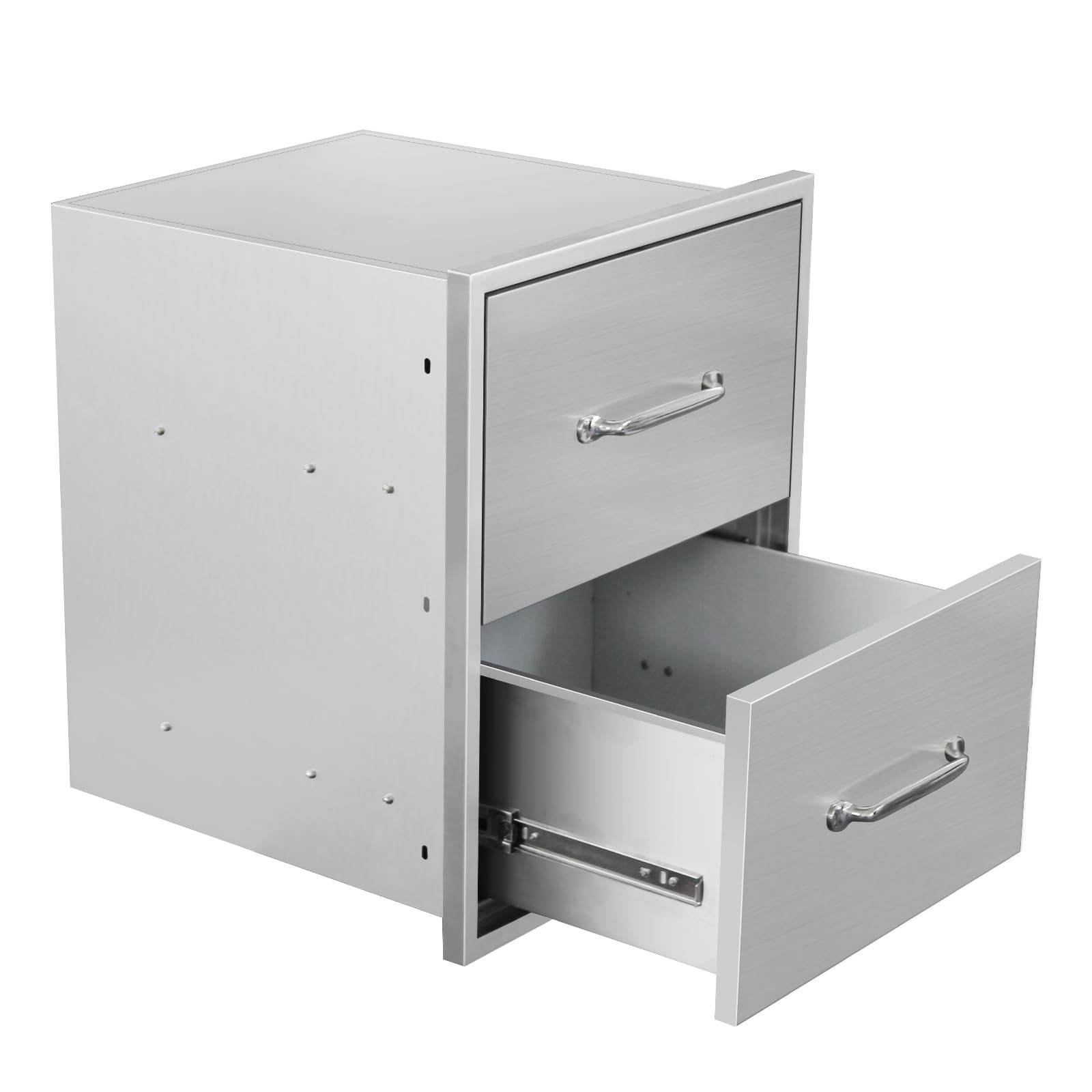Outdoor Kitchen Drawers 18' W X 21' H X 18' D Stainless Steel Drawer Bbq Double Drawers With Chrome Handle For Outdoor Kitche