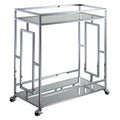 Convenience Concepts Town Square Chrome 2-Tier Bar Cart 29.25 - Contemporary Modern Dining Cart, Storage or Display Console for 