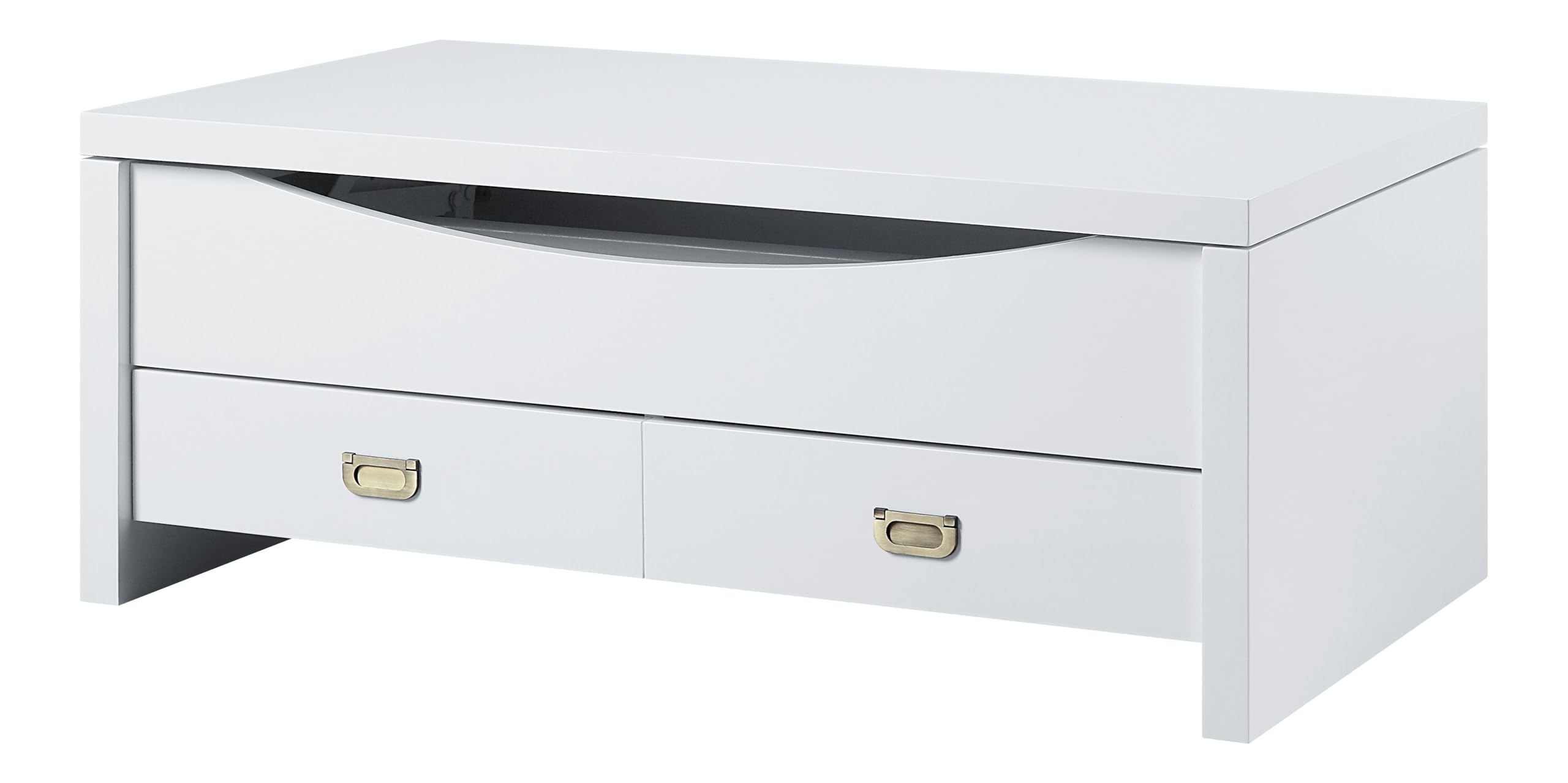 Acme Ramiel 2-Drawer Wooden Coffee Table in High Gloss White