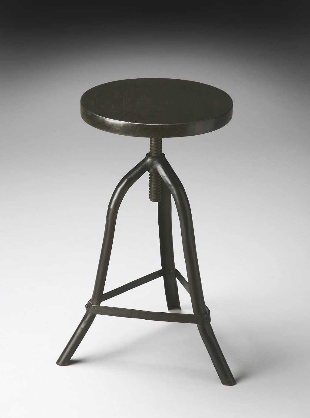 HomeRoots Iron, Acacia Wood Solids Black Iron Revolving Round Stool