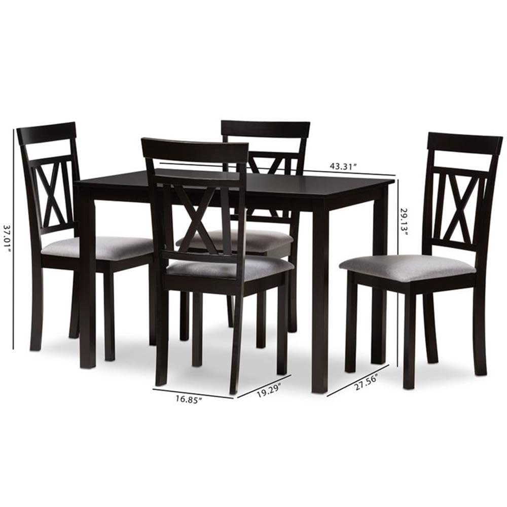 Baxton Studio Rosie Modern and Contemporary Fabric Upholstered 5-Piece Dining Set