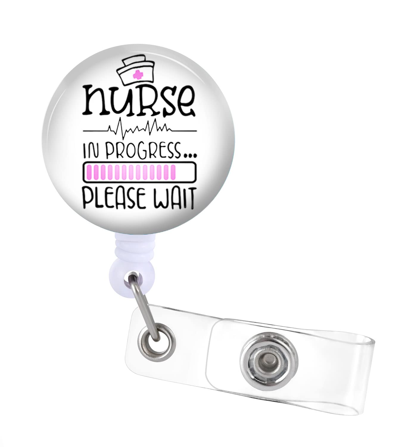 Badge Reels Holder Retractable With Id Clip For Nurse Name Tag Card Funny Nurse In Progress Please Wait Rn Lpn Cna Nursing Docto