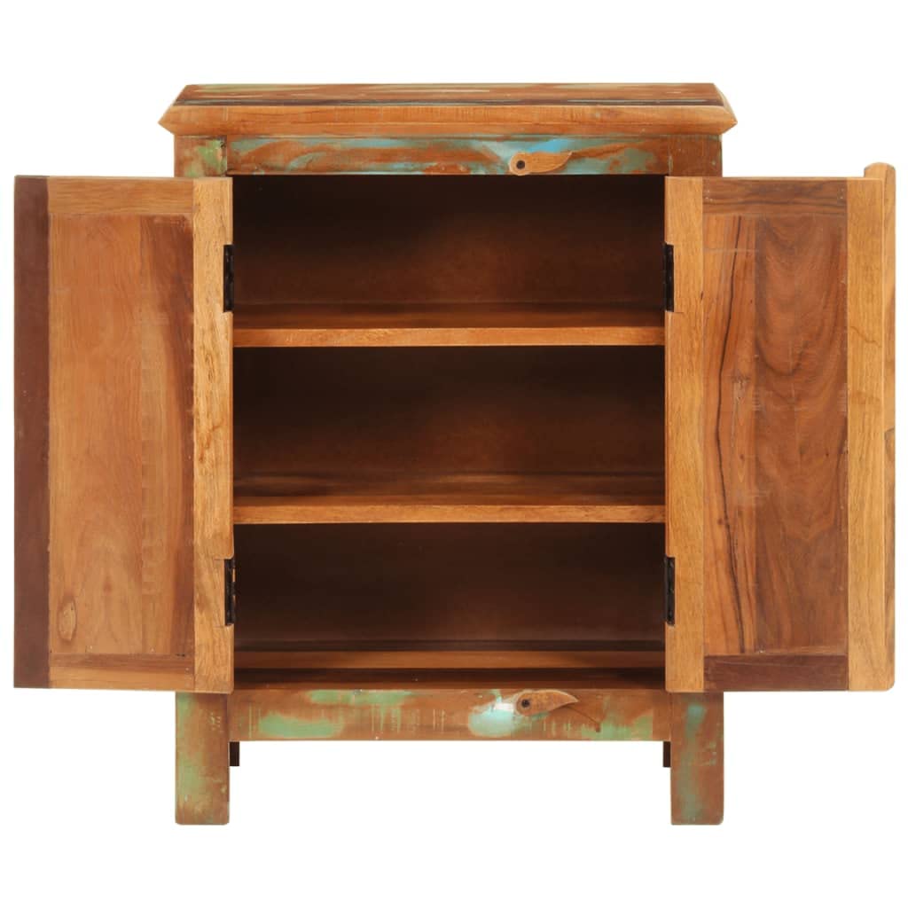 vidaXL Solid Wood Sideboard Reclaimed Wood Storage Unit with 2 Doors, Handmade, Unique Grain & Color Variance, Ideal for Decor Display, 21.7"x11.8"x27.6"