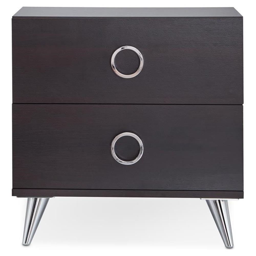 Acme Elms Wooden 2-Drawer Nightstand With Ring Pull Handles In Espresso
