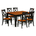 East West Furniture WEQU7-BCH-W 7 Piece Dining Table Set Consist of a Rectangle Wooden Table with Butterfly Leaf and 6 Dining Room Chairs, 42x60 Inch, Black & Cherry