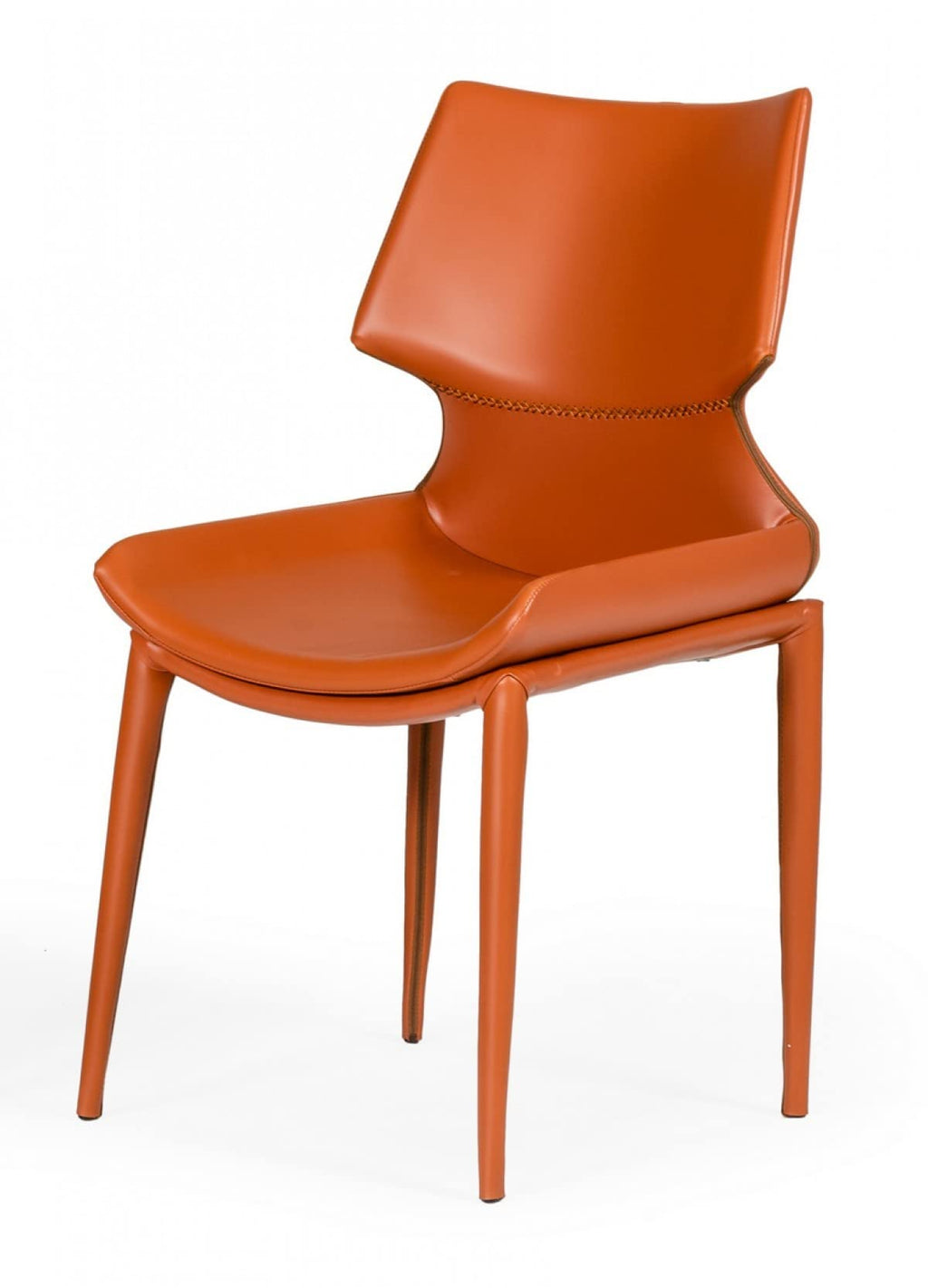 HomeRoots Eco-Leather, Metal, Plywood Set of Two Cognac Faux Leather Wrapped Dining Chairs
