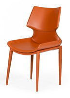 HomeRoots Eco-Leather, Metal, Plywood Set of Two Cognac Faux Leather Wrapped Dining Chairs