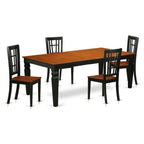 East West Furniture LGNI5-BCH-W 5 Piece Dinette Set for 4 Includes a Rectangle Dining Room Table with Butterfly Leaf and 4 Dining Chairs, 42x84 Inch, Black & Cherry