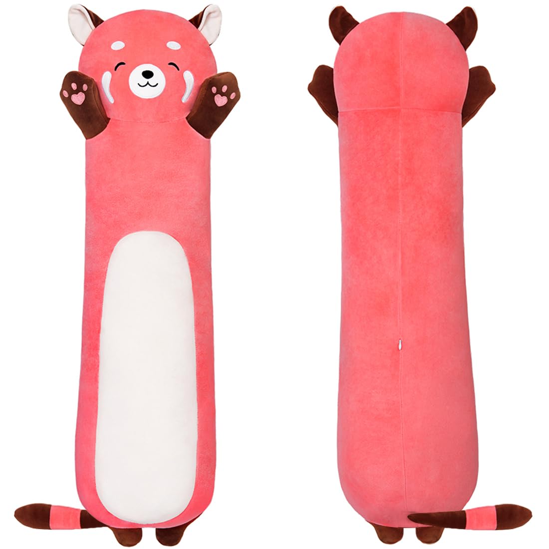 Yeqivo Cute Long Raccoon Plush Toy, Soft Hugging Plush Pillow, Kids Raccoon Plush For Girlfriend (Pink, 43.3Inch/110Cm)