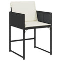 vidaXL Patio Chairs Set with Cushions - Outdoor/Garden Furniture - Black Poly Rattan, 4 Pcs - PE Rattan, Foldable, Includes Cream White Cushions
