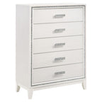 Acme Haiden 5-Drawer Bedroom Wooden Chest with Shimmering Trim in White
