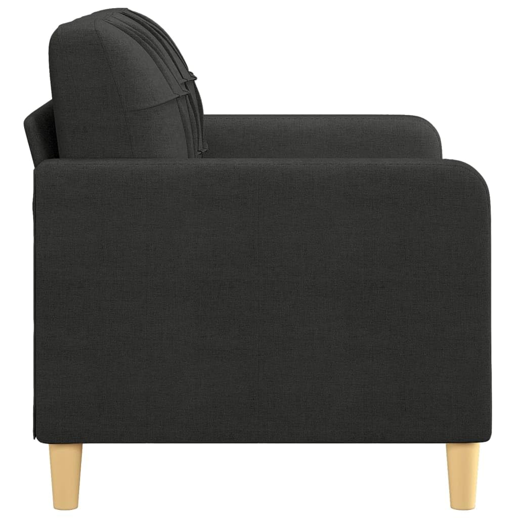 vidaXL Modern 2-Seater Sofa in Black Fabric with Comfortable Padded Seats and Metal Frame for Living Room or Office