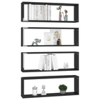 vidaXL Wall Cube Shelves 4 pcs High Gloss Black 31.5"x5.9"x10.4" Engineered Wood