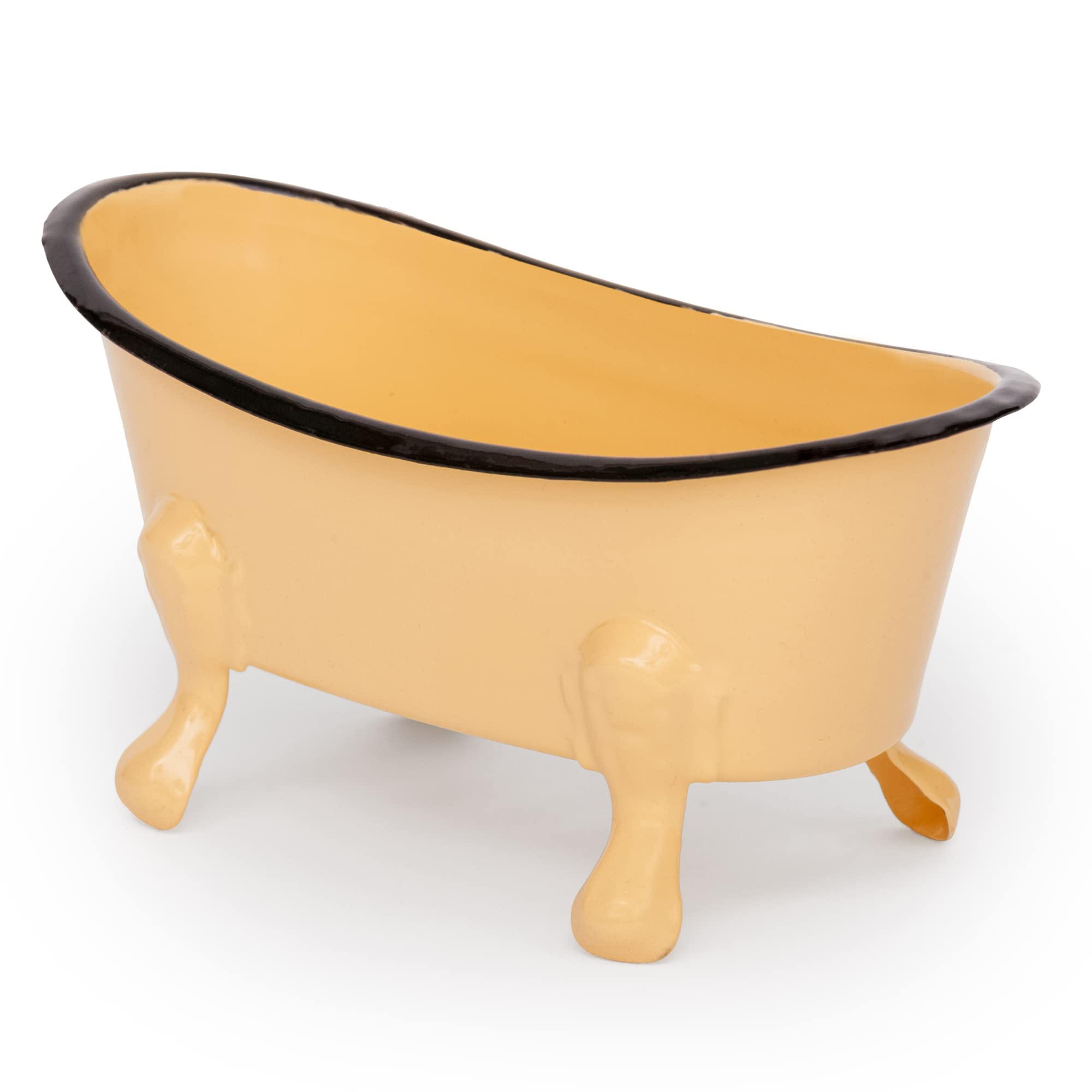 Rustic Enamel 1 Piece 5.5 Metal Clawfoot Mini Bathtub Soap Dish Mini Bath Tub Decoration Clawfoot Tub Soap Caddy Lemon