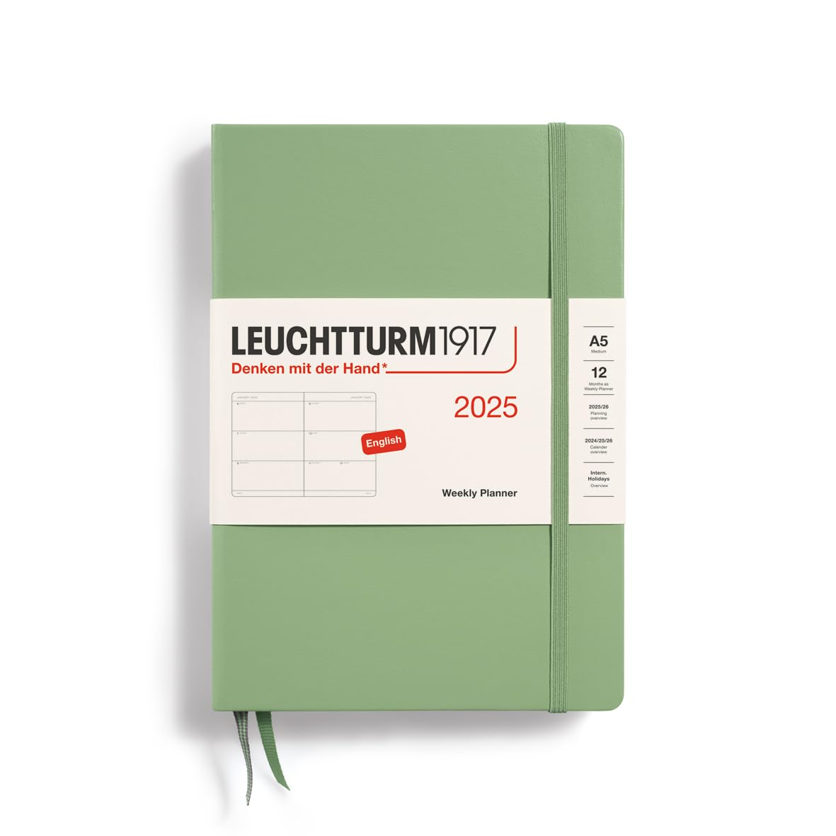 Leuchtturm1917 - Weekly Planner 2025, Hardcover, Medium (A5), Sage (Jan 1 - Dec 31, 2025)