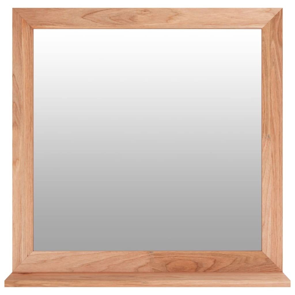 vidaXL Wall Mirror, 21.7x21.7 inches, Dense Solid Wood Walnut Frame, Minimalistic Design, Ideal for Small Spaces, Clear Reflection Vanity Mirror