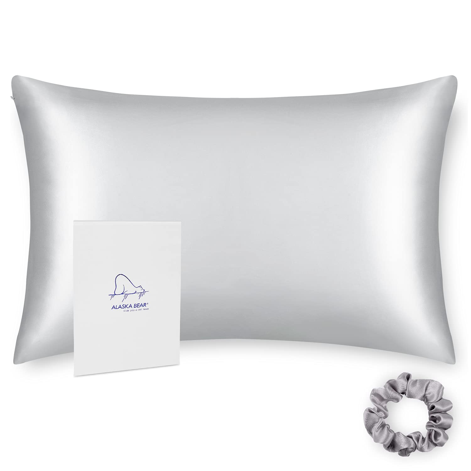 Alaska Bear 100% Pure Mulberry Silk Pillowcase For Curly Hair Women Mother Her Grandma Pillow Slip Machine Washable Standard (1P