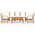 vidaXL Patio Lounge Set 9 Piece, Patio Furniture Set for Outdoor, Sectional Sofa with Cushions, Corner Sofa, Modern Style, Cream Solid Wood Acacia