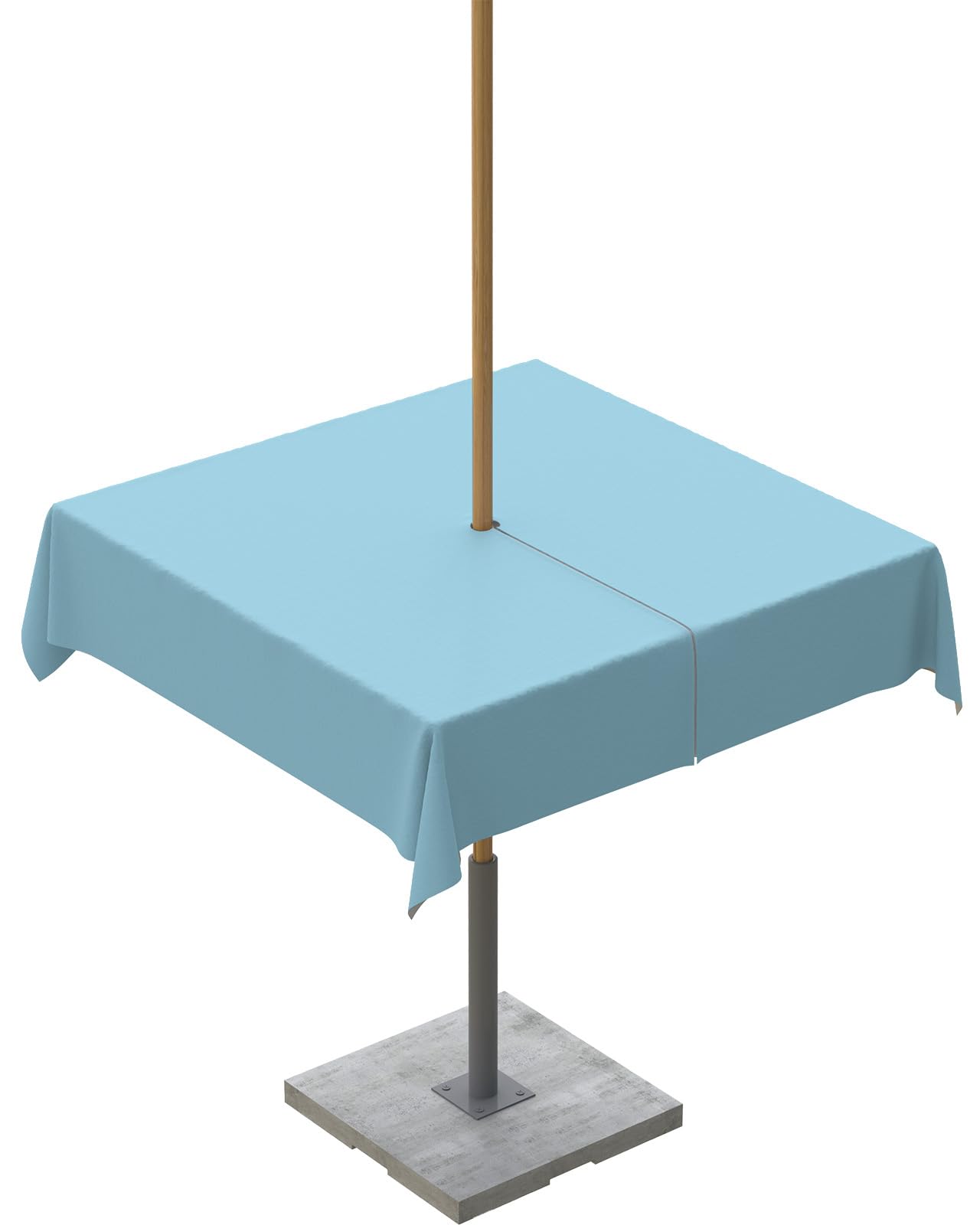 Queenker Sapphire Blue Outdoor Tablecloth With Umbrella Hole And Zipper, Solid Color Table Cover For Square Tables Waterproof Ta