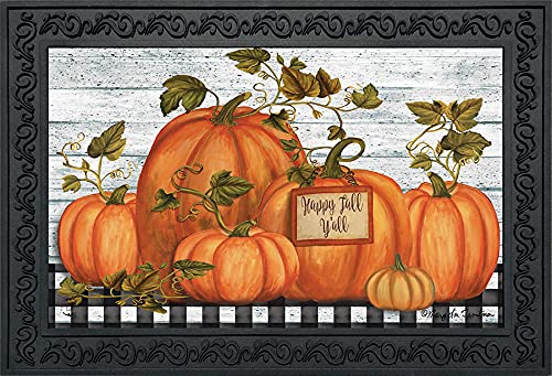 Briarwood Lane Happy Fall Y'All Pumpkins Primitive Doormat Autumn Indoor Outdoor 30' X 18'