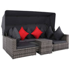 vidaXL Patio Sofa Set 23 Pieces Poly Rattan Gray Patio Furniture Lounge Bed
