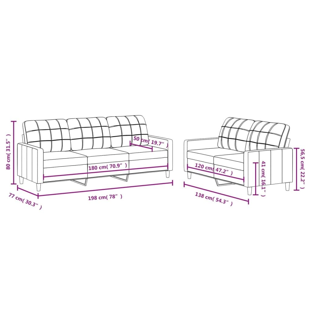 vidaXL 2 Piece Sofa Set with Cushions in Dark Gray Fabric - Stylish and Comfortable Seating for Indoor Lounge Areas or Living Rooms'.