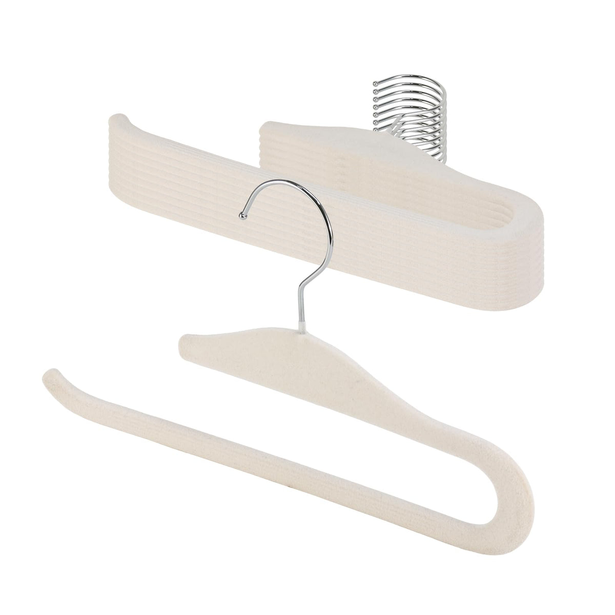 Velvet Pants Hangers, 10 Pack NonSlip Open Ended Hangers with 360 Swivel Hook Slim Space Saving Jeans Hangers for Pants, Scarve