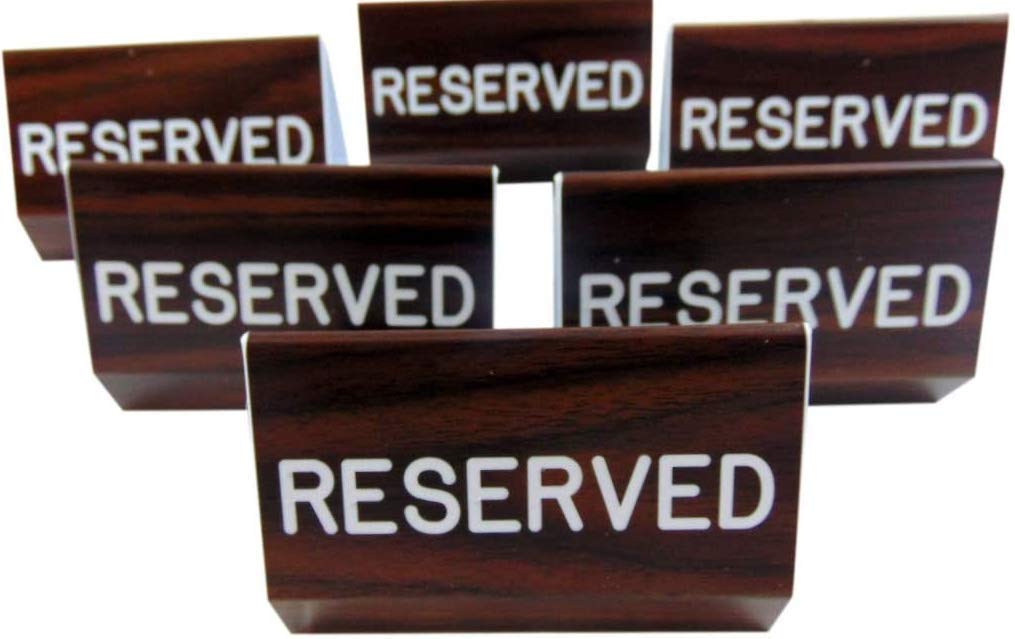 Reserved Sign For Church Pew Multipack With Large Dual Sided Script Clamp On 6 Inches Long For Social Distance Mass, Set Of 6