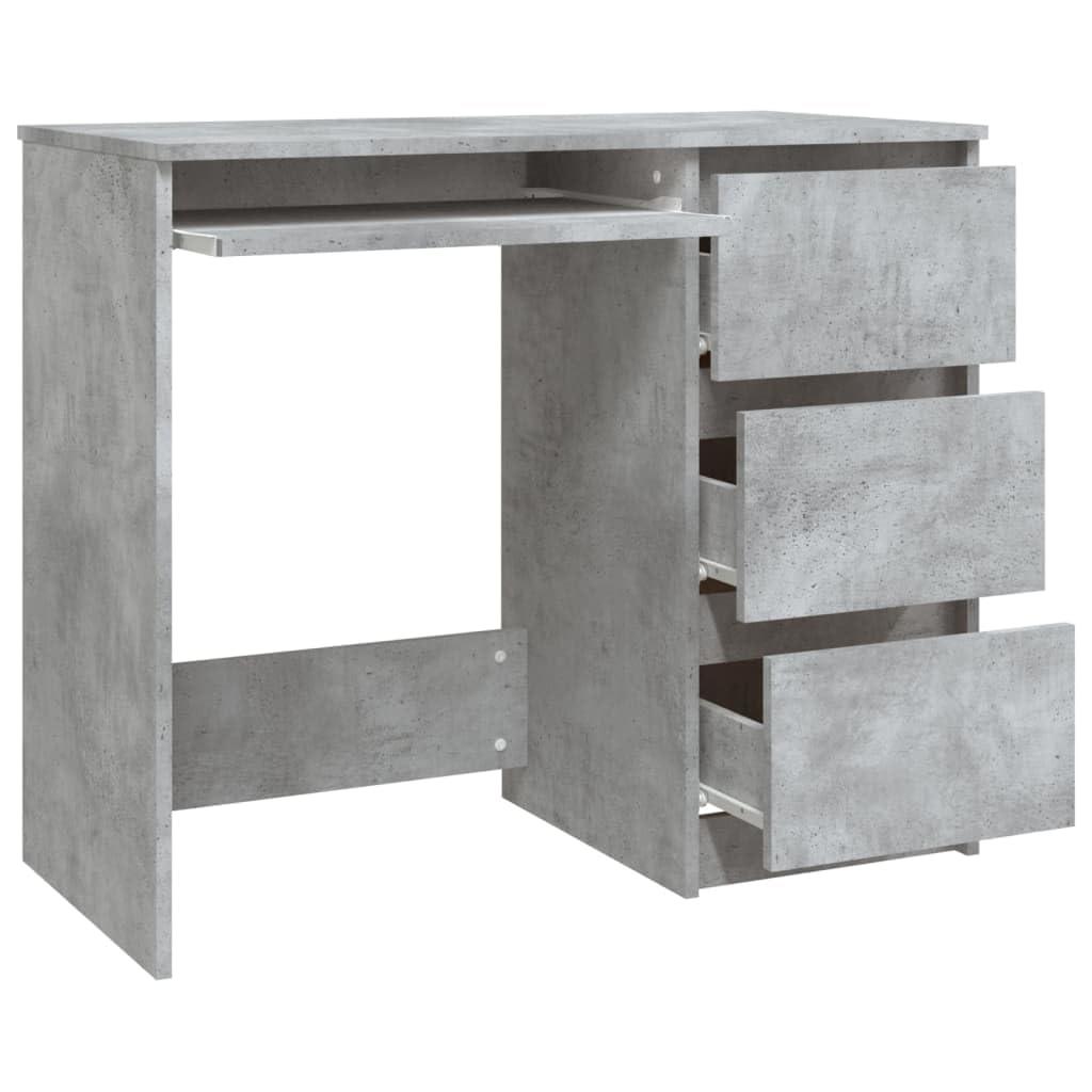 vidaXL Engineered Wood Desk - Compact Design with Storage Drawers, Easy to Assemble, Concrete Gray, Scandinavian Style, Suitable for Any Room - 35.4&quot;x17.7&quot;x29.9&quot;