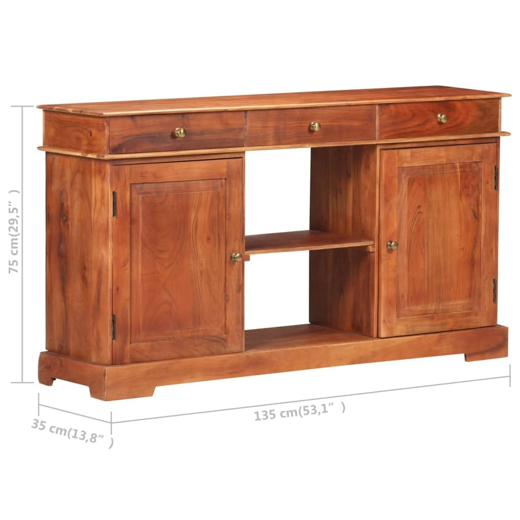 vidaXL Sideboard 53.1&quot;x13.8&quot;x29.5&quot; Solid Acacia Wood