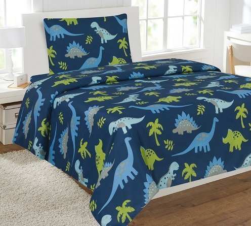 Fancy Collection Dinosaurs Blue Light Blue Grey Green Boys/Teens/Girls Sheet Set New (Twin)
