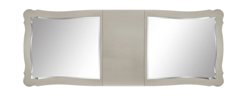 Acme Bently Mirror Top and Wooden Frame Dining Table in Beige