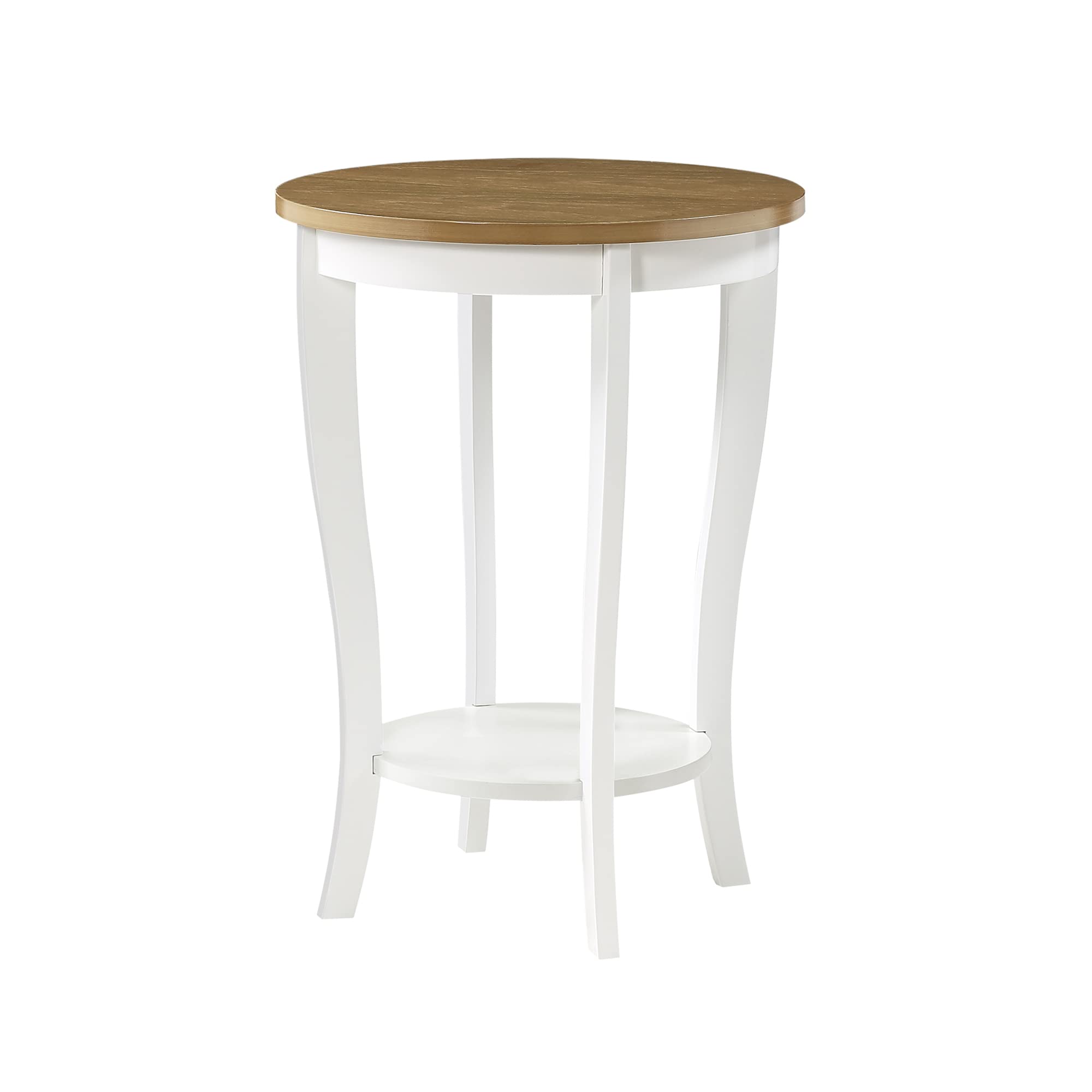 Convenience Concepts American Heritage Round End Table, Driftwood / White
