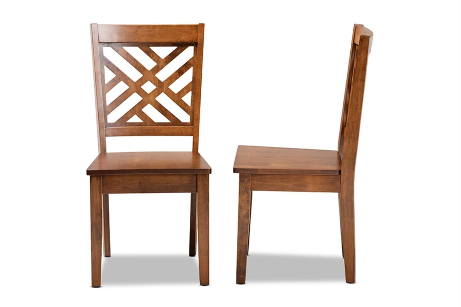 Baxton Studio Caron Modern and Contemporary Transitional Walnut Brown Finished Wood 2-Piece Dining Chair Set