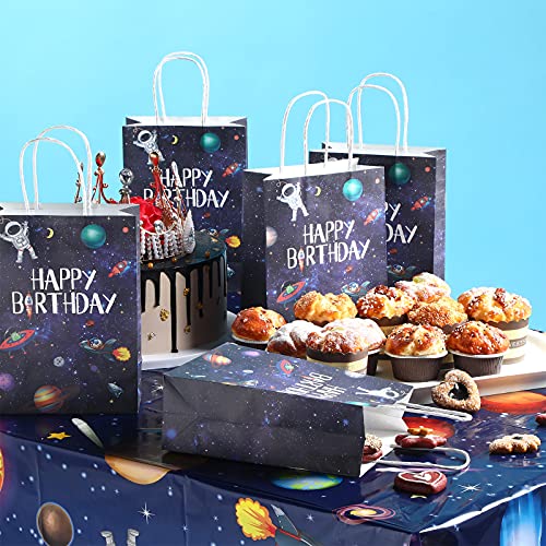 Outus 16 Pack Outer Birthday Space Party Favors Space Goody Bags With Handles Galaxy Gift Bags Kraft Paper Planet Goodie Bags Tr