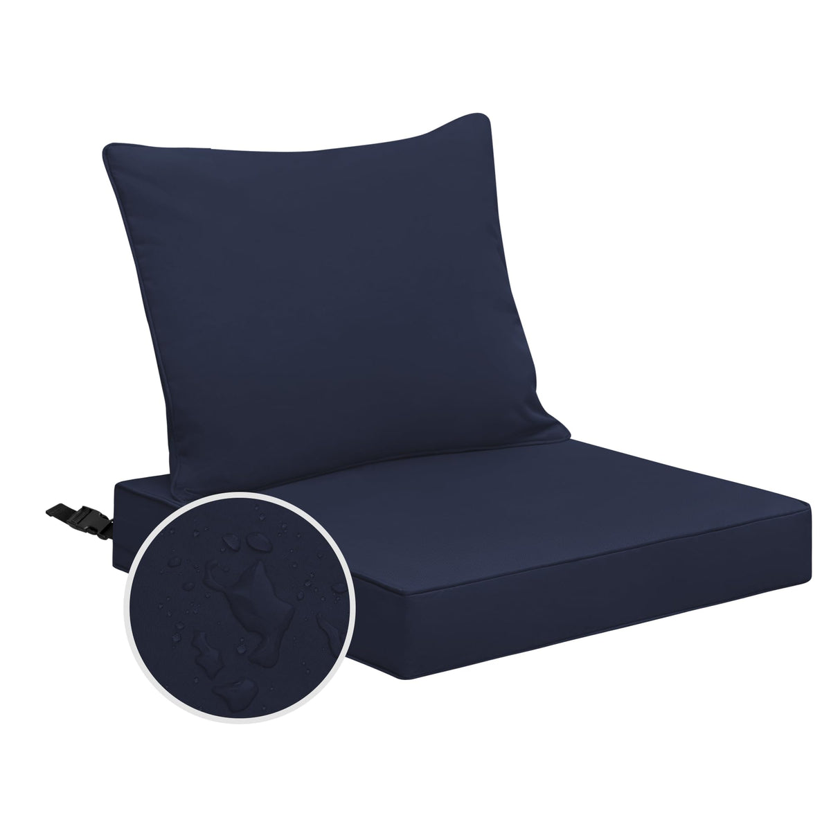 Easy-Going Waterproof Patio Chair Cushion Back 19X16 In + Seat 19X19X3 In Non-Slip Outdoor Seat Cushion With Zipper And Handle N