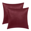 Brawarm Faux Leather Throw Pillow Covers 22 X 22 Inches - Burgundy Leather Pilow Covers Pack Of 2, Solid Dyed Leather Pillowcase