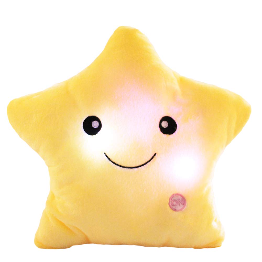 sofipal Creative Twinkle Star Shaped Plush Pillow, LED Night Light Glowing Cushions Plush Stuffed Toys Gifts for Kids, Decoratio