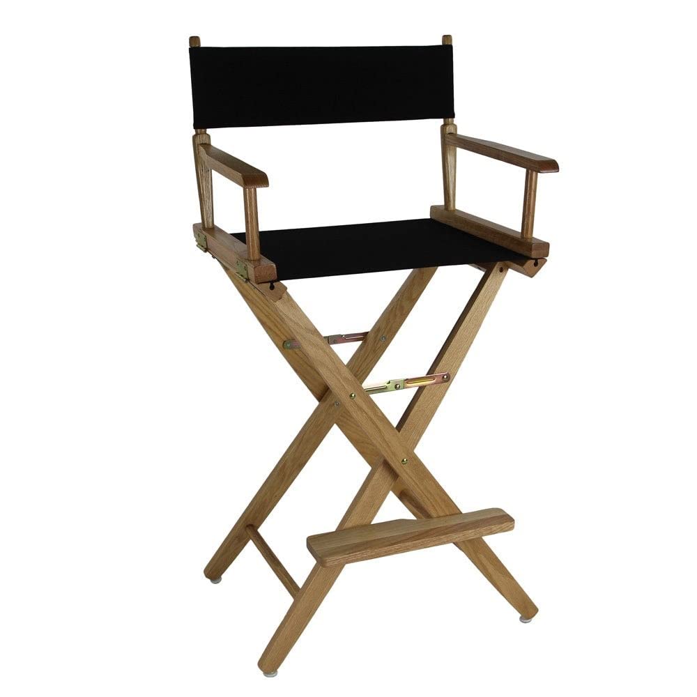 American Trails Extra-Wide Premium 30&quot; Director's Chair Natural Frame with Black Canvas, Bar Height