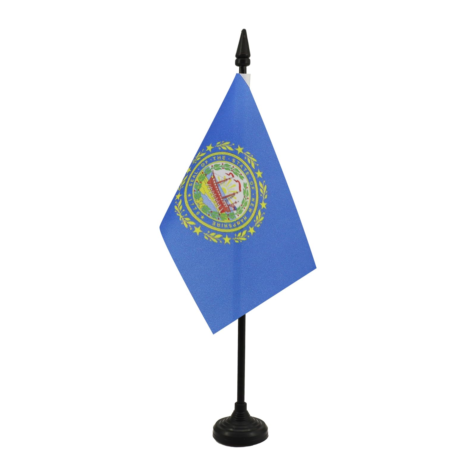 New Hampshire Table Flag 4' X 6' - Us State Of New Hampshire Desk Flag 15 X 10 Cm - Black Plastic Stick And Base - Az Flag