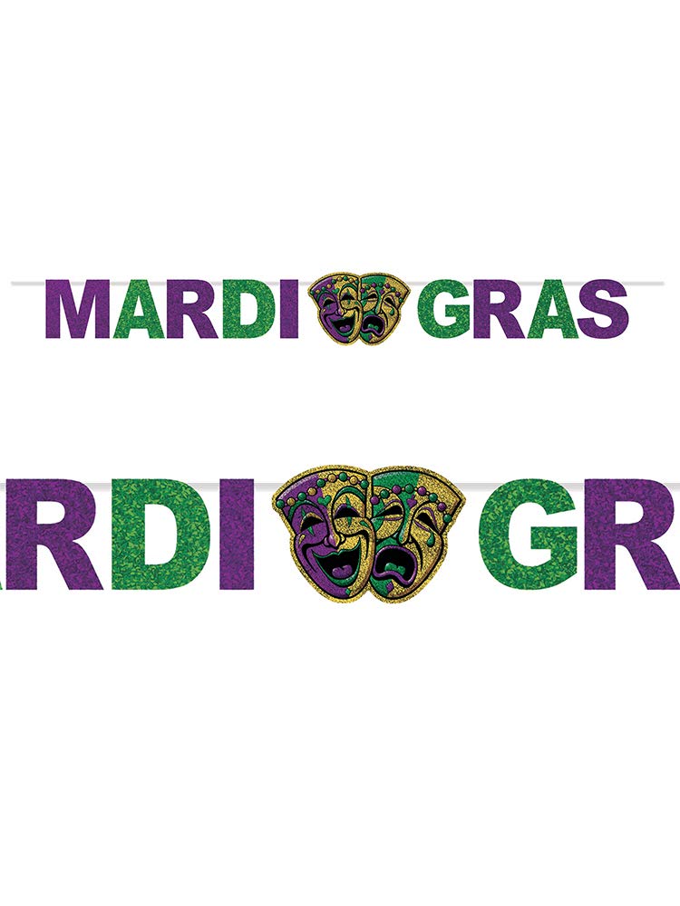 Glittered 'Mardi Gras' Letter Banner- 1 Pc.