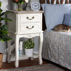 Baxton Studio Amalie Antique French Country Cottage Two-Tone White And Oak Finished 2-Drawer Wood Nightstand