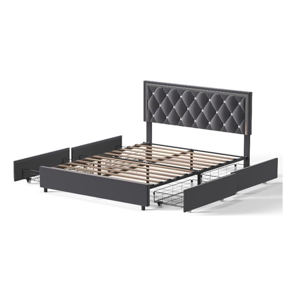 Better Home Products Monica Velvet Upholstered Queen Platform Bed in Gray