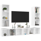 vidaXL 4X Wall-Mounted TV Cabinets Hanging Stand Unit Stereo Storage HiFi Plasma Living Room Home Furniture High Gloss White Engineered Wood