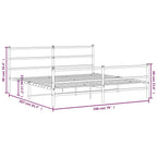 vidaXL Elegant Metal King Bed Frame with Headboard/Footboard - White, Steel Construction, 76"x79.9", Space-Saving Base, Breathable Slats, Easy to Assemble