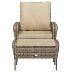 vidaXL Patio Lounge Chair with Footstool - Weather-Resistant Light Brown Poly Rattan, Steel Frame, Comfortable Outdoor Seating with Cushions