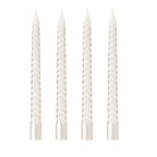 Berkebun White Spiral Taper Candles 10 inch -Set of 4 Tapered Candles, Dripless and Smokeless,Long Candle,Tall Candlesticks, Hom